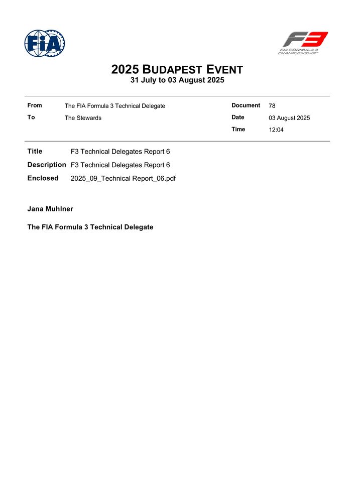 2025 Budapest Event - F3 Technical Delegates Report 6