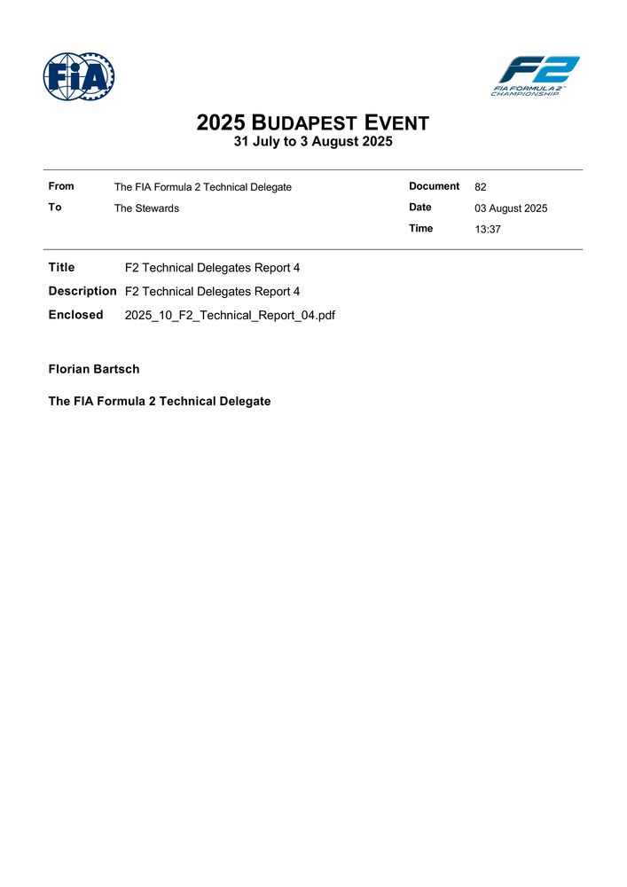 2025 Budapest Event - F2 Technical Delegates Report 4
