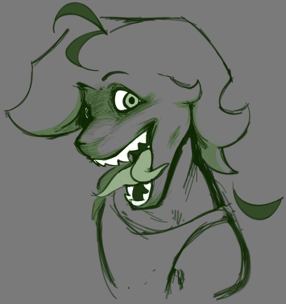 I like drawing him with unsettling faces.