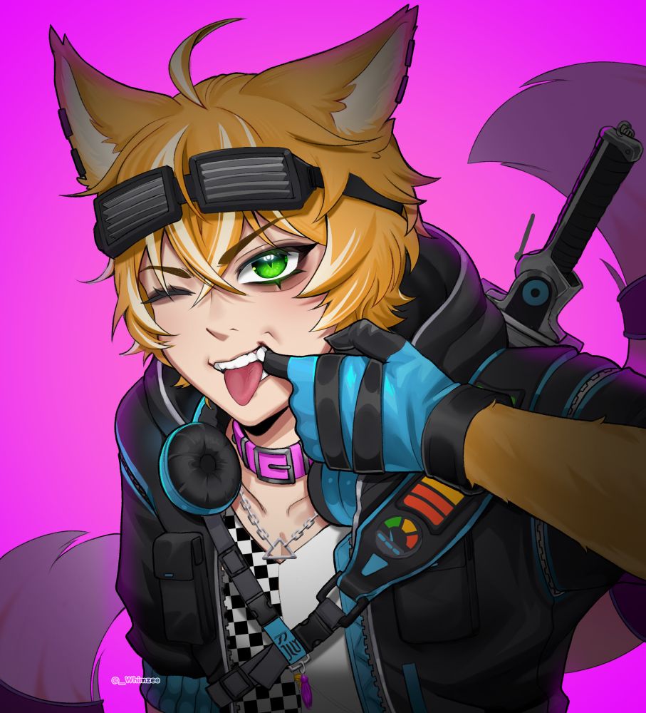 Original character of FuturaFoxx drawn by the vtuber Whimzee