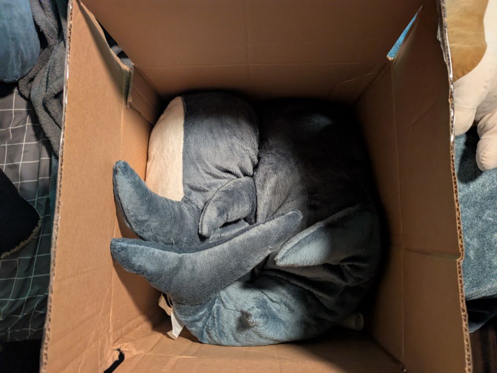 A picture of two Ikea sharks in the packaging