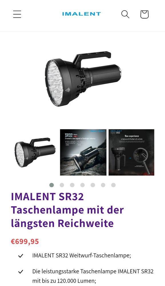 Imalent Sr32 120.000 Lumen Suchscheinwerfer 