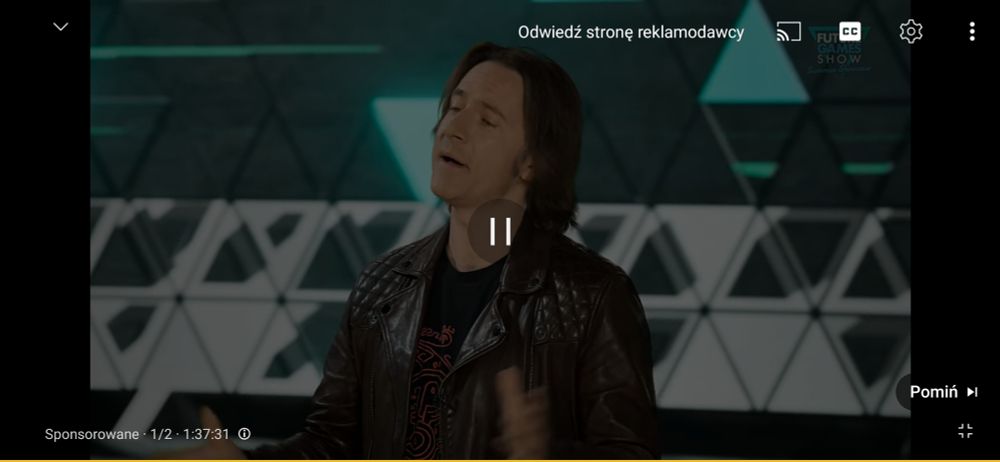 Screenshot of a youtube ad being 1 hour 37 minutes