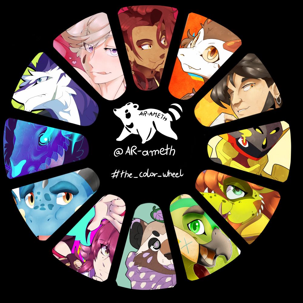 Colored wheel meme filled with colorful artworks 