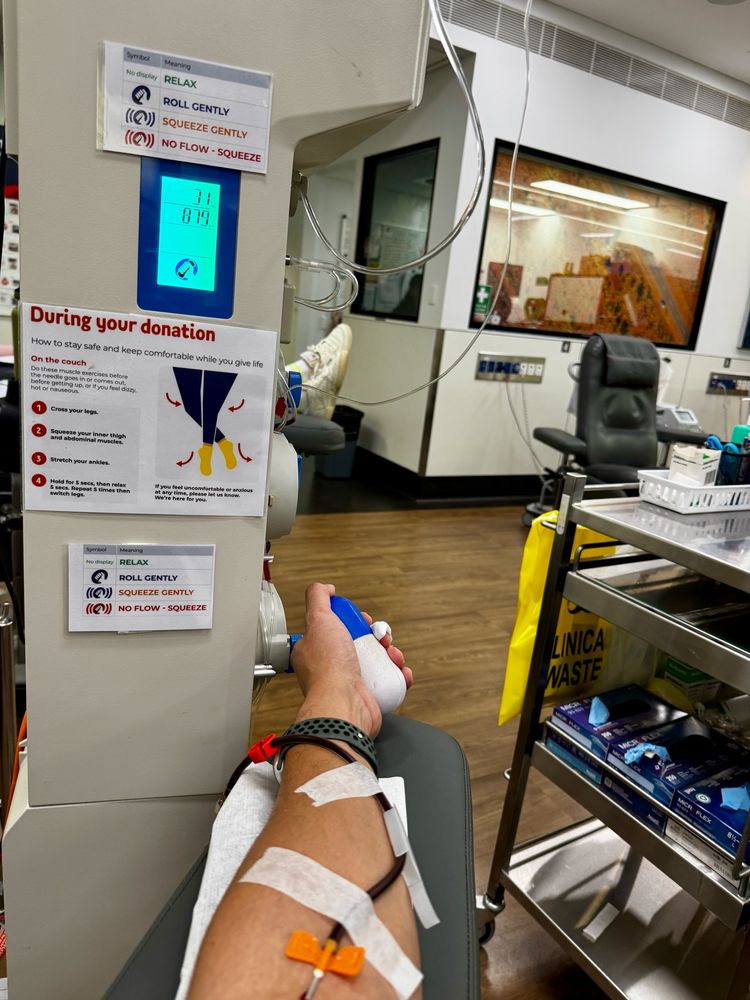 Arm donating plasma