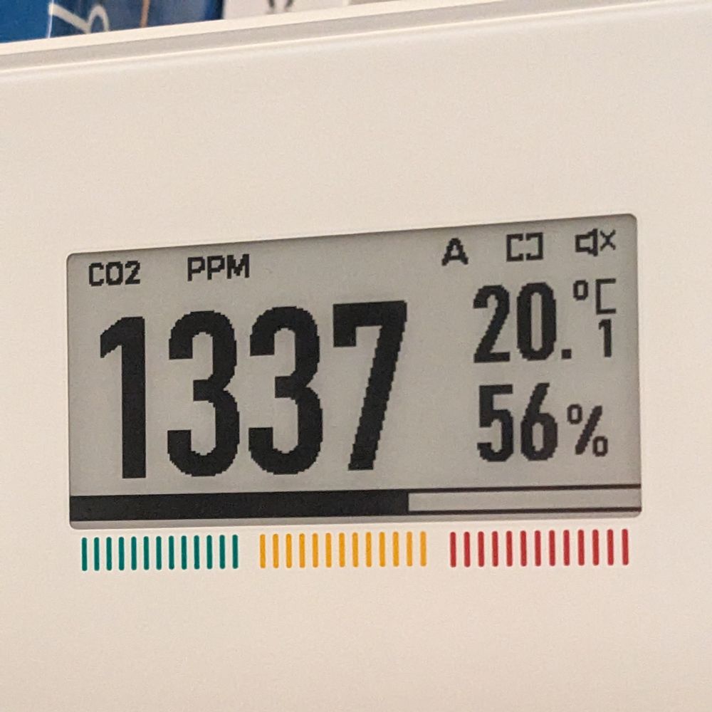 A CO2 monitor reading 1337 PPM