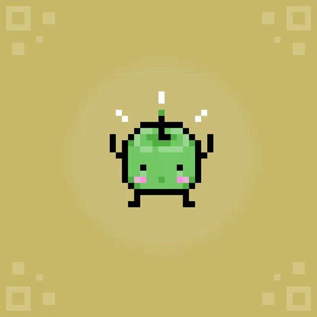 a pixel art illustration of a green apple