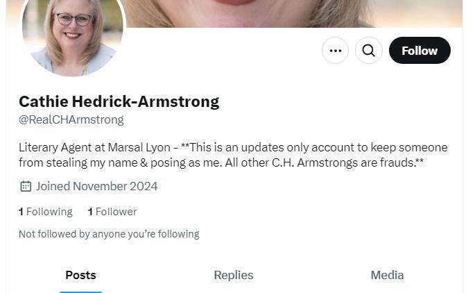 Twitter Account with Cathie's profile