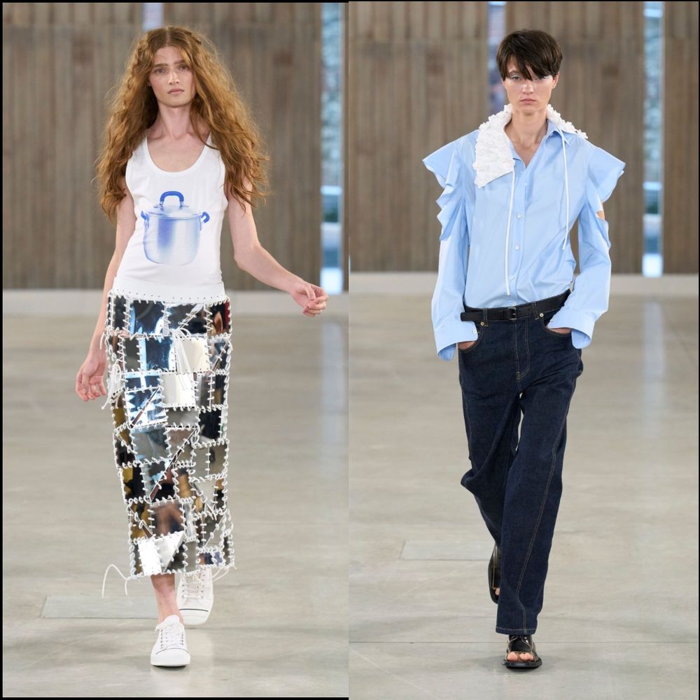 Moschino Spring 2026
Milan Fashion Week 

Photos of everyday items refers to Arte Povera. An Italian movement recognized by Italian critic, Germano Celant in 1967. Italian sculptors used everyday items to create sculptural art to go against the commercialization of art. 
