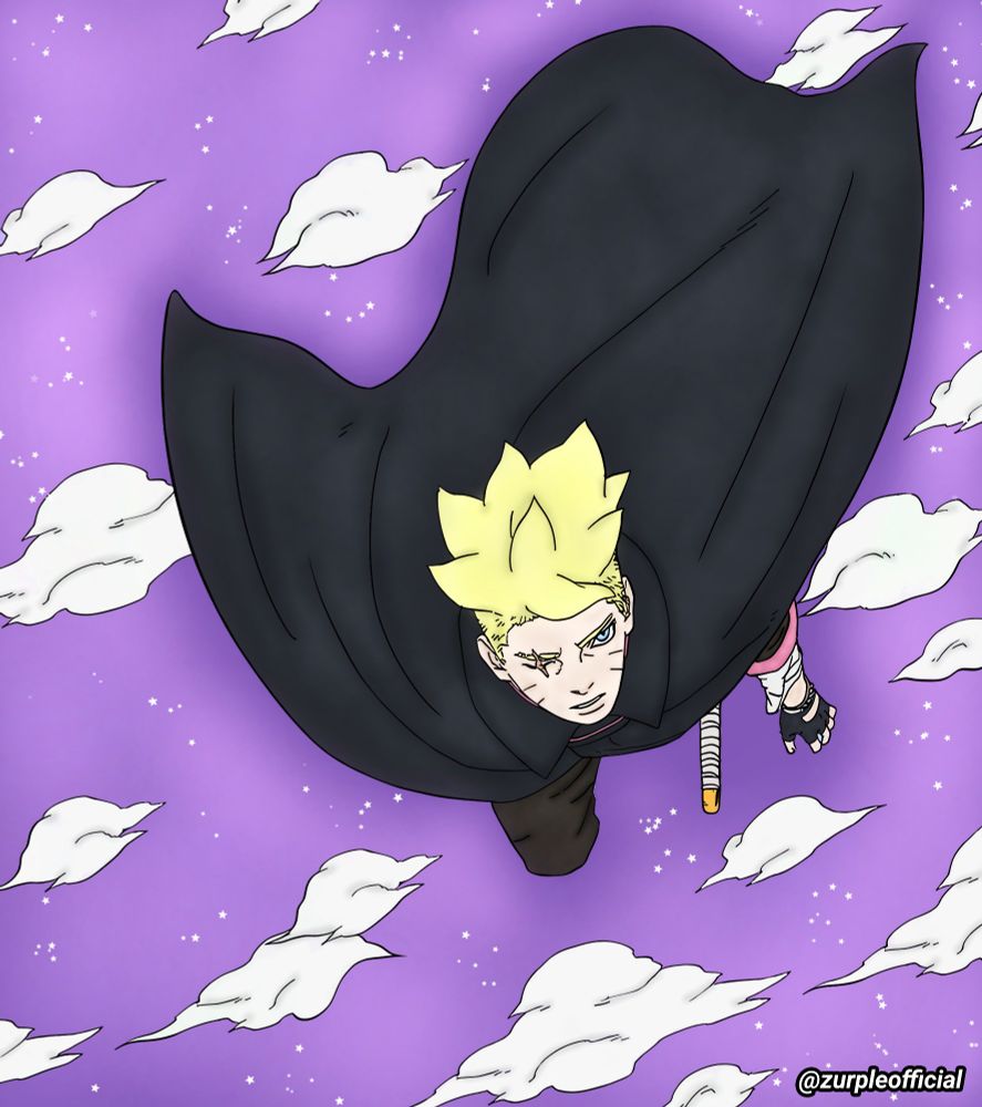 Boruto flying in the sky after being attacked by Mitsuki. A panel from Boruto: Two Blue Vortex.