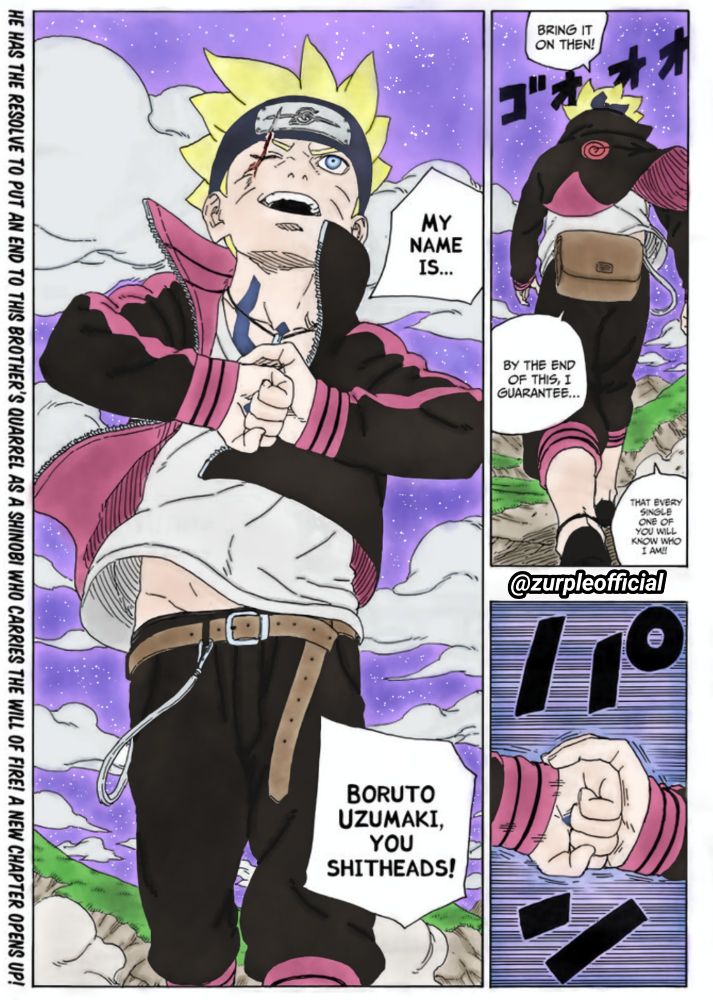 Boruto declaring his name, ending of Boruto: Naruto Next Generations.