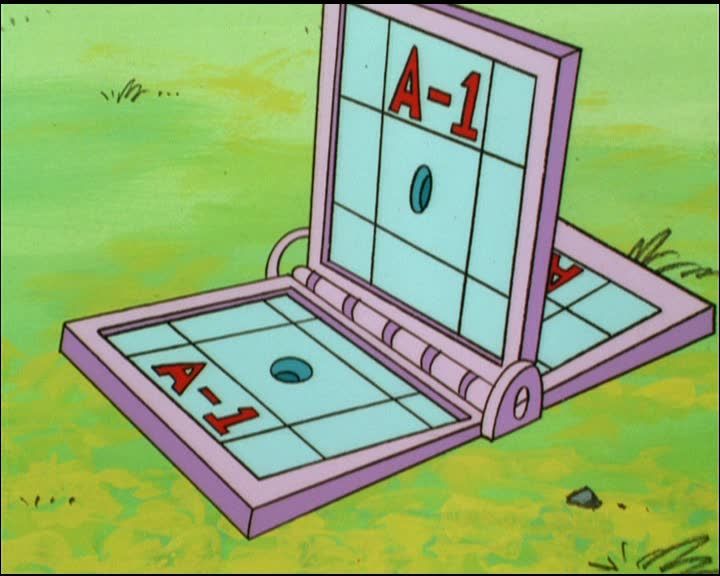 My First Battle Boat from Cow & Chicken. It's like Battleship with only 1 possible spot to choose from. 
