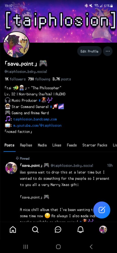 Screenshot of my BlueSky profile at 1k followers 