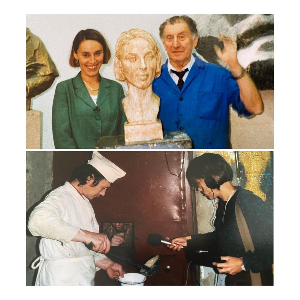 Lucy with the sculptor Lev Kerbel and at the Butyrka Prison