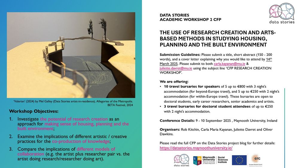 Poster for the two-day workshop 'The use of research creation and arts-based methods in studying housing, planning and the built environment' (9–10 September 2025).