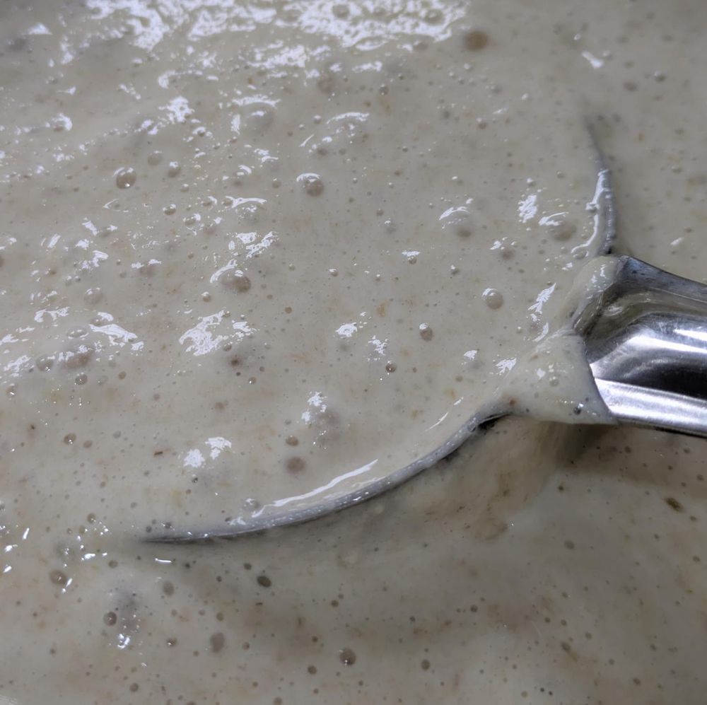 overnight batter is bubbly and ready to use
