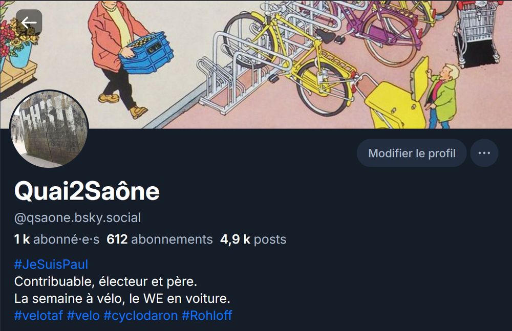 Copie d'écran du profil de ce compte affichant 1k abonné·e·s.