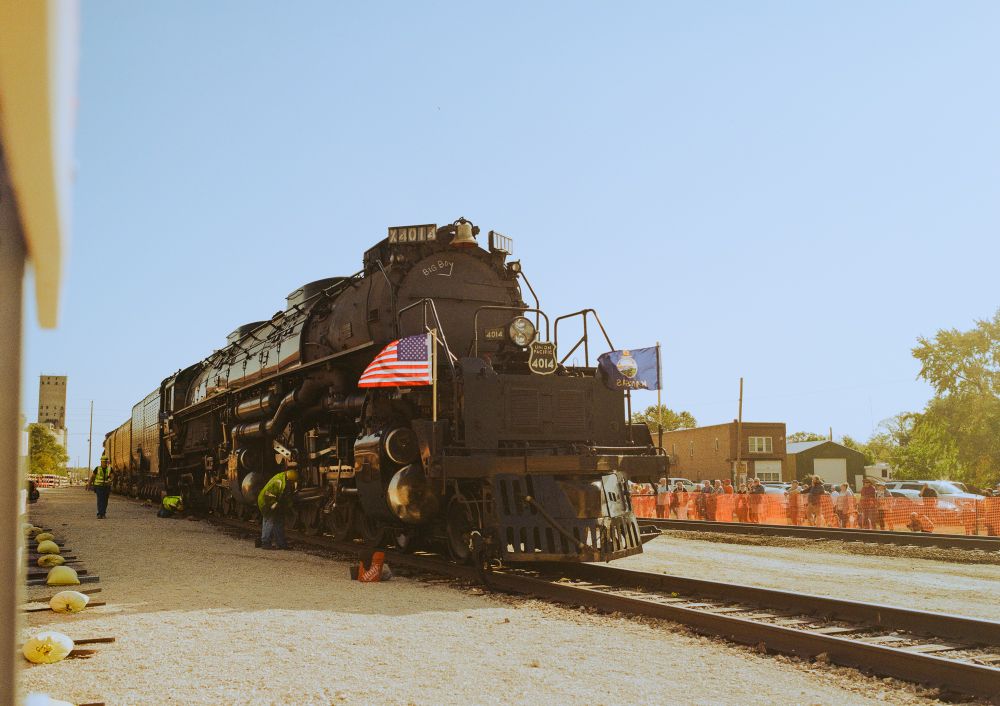 A film photo of the big boy train. 