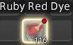 FFXIV inventory window showing Ruby Red Dye (quantity: 116)