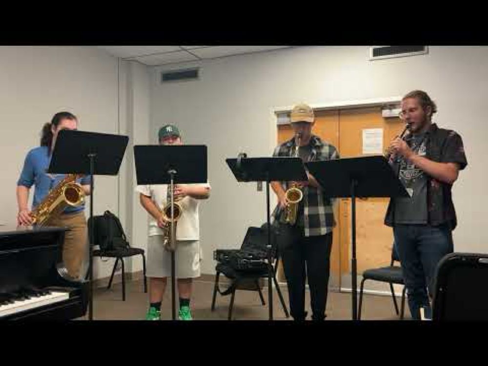quintet for piano, snow clam, sapling knight, treel, and bass