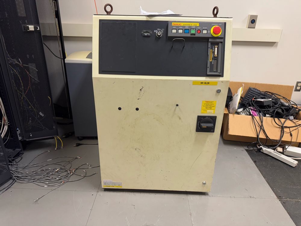 The large white control panel standing up in a room