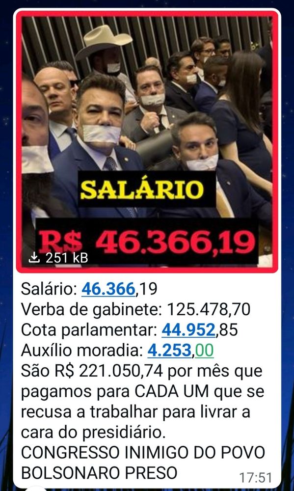Motim da Extrema-direita parlamentar ensandecida estão justificando a EXTINÇÃO DO PL Partido de fascistas golpistas chantagistas antipatriotas.
Cassação dos parlamentares Lesa-pátria merecem ser punidos pelo crime de traição à PÁTRIA. 