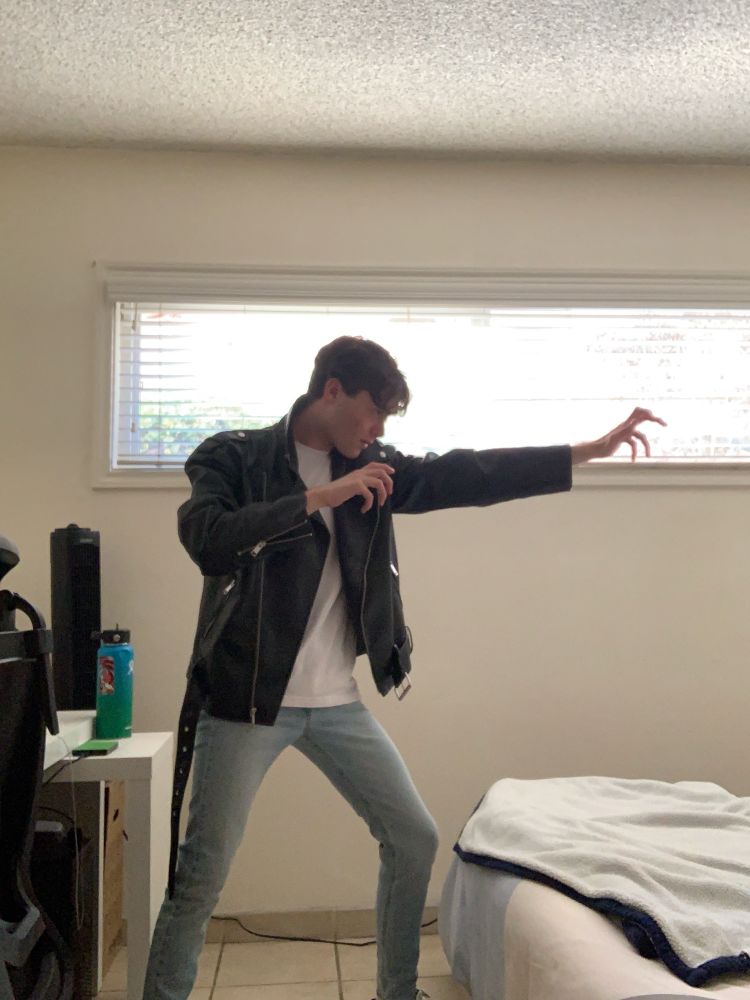OP in Takayuki Yagami Cosplay posing and doing Yagami’s Tiger Style pose