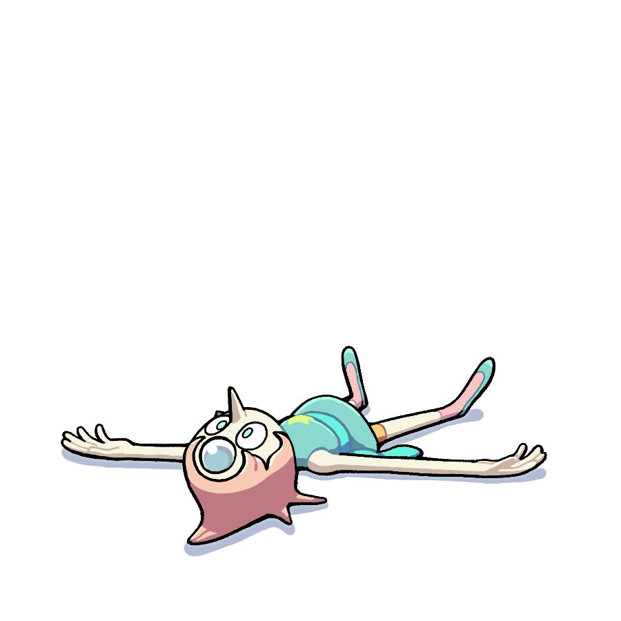 Pearl laying down, looking straight up into the void.