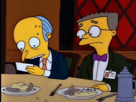 Monty Burns celebrating wildly