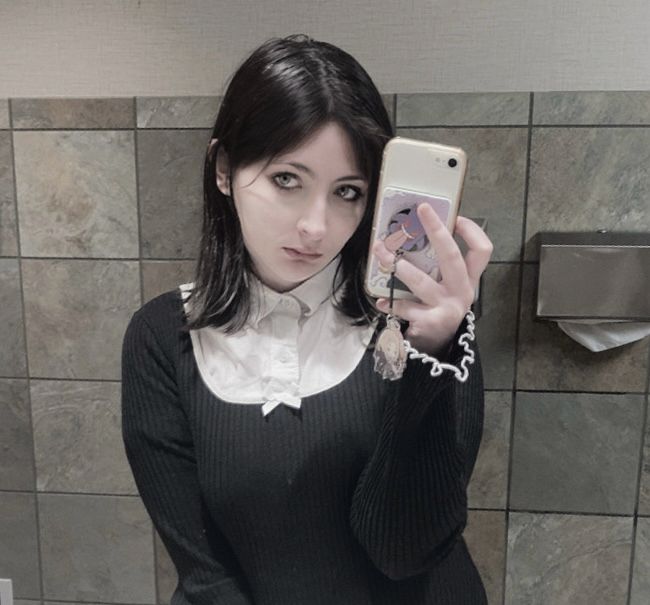 selfie of me in the library bathroom. 