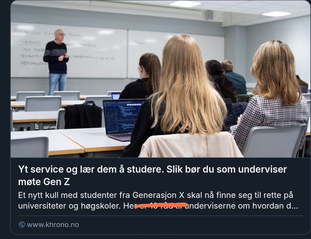 Lenkekortet i floffen til Are, med raud strek under "Generasjon X"