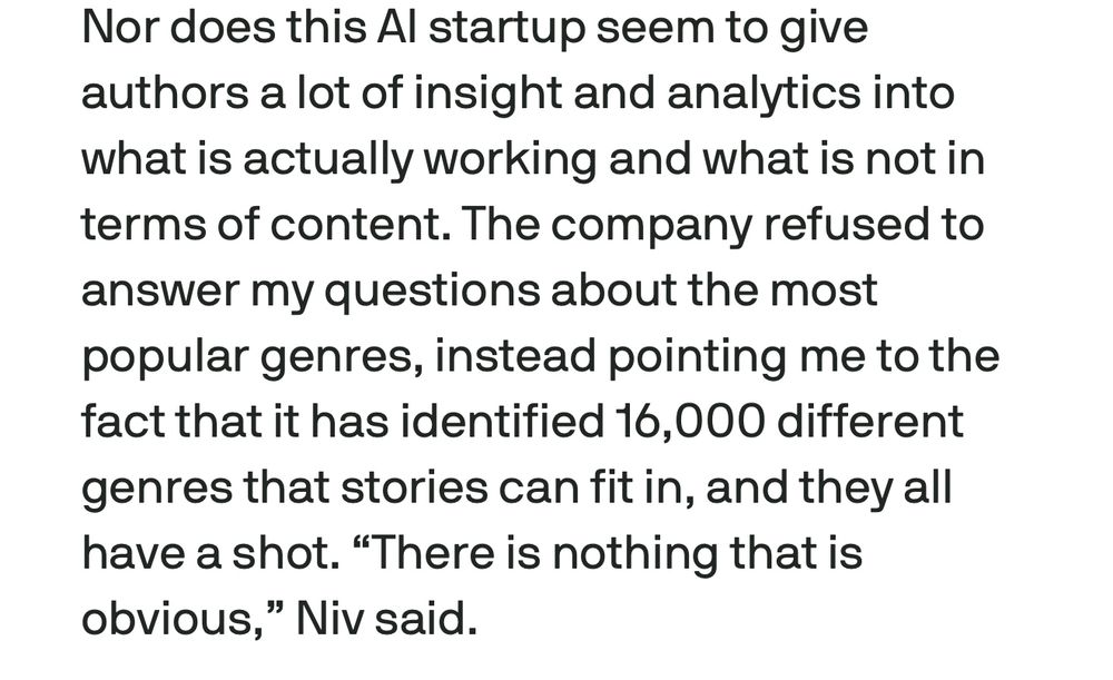 Screengrab from TechCrunch article on Spines in which the CEO can’t answer questions about what is popular in the market. 