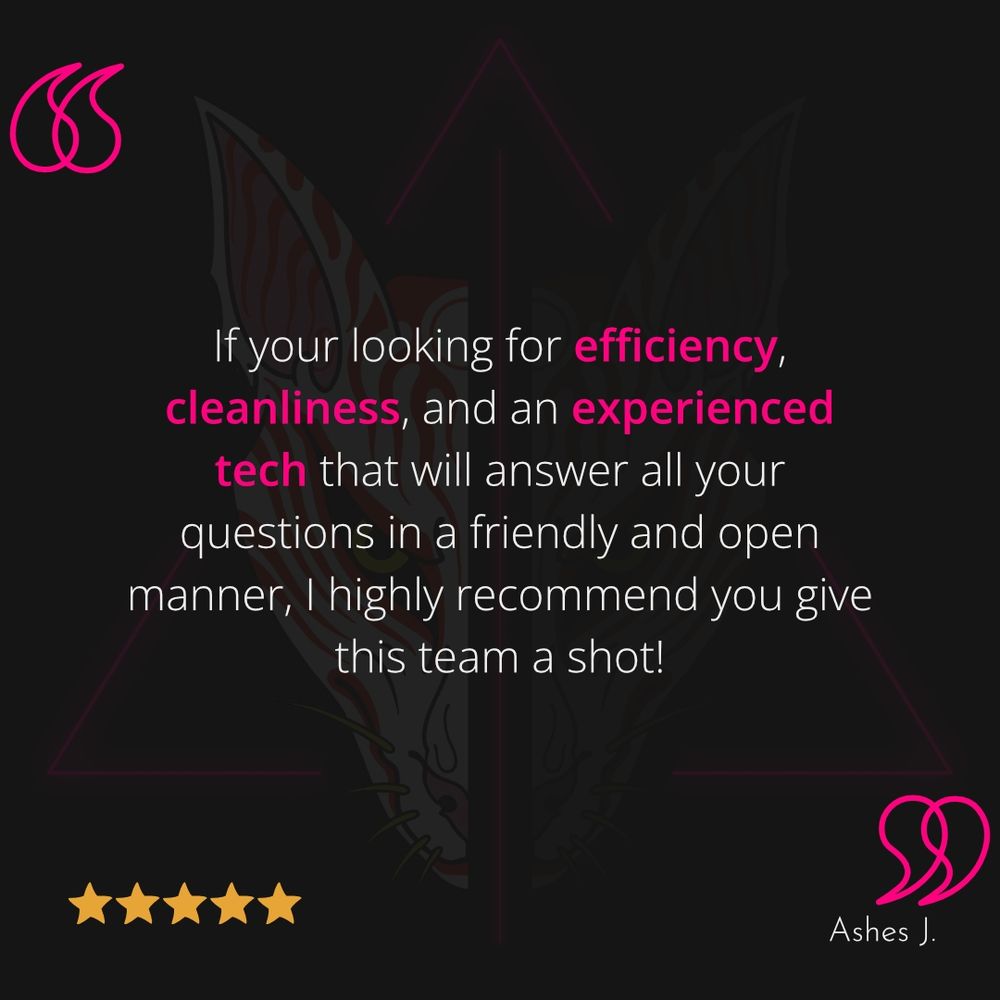 The review continues: "If your looking for efficiency, cleanliness, and an experienced tech that will answer all your questions in a friendly and open manner, I highly recommend you give this team a shot!"