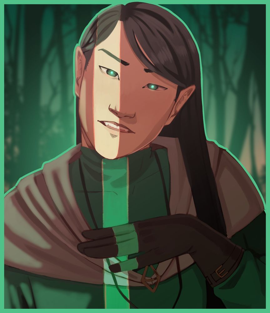 portrait art of my character in a semi realistic style