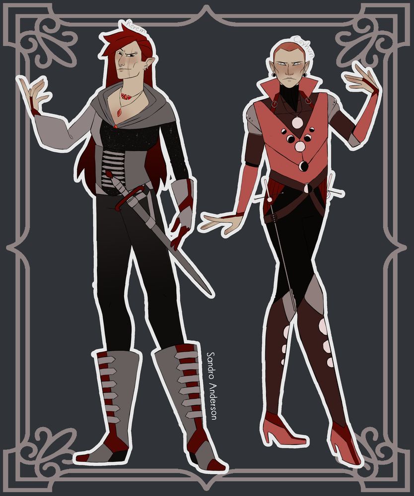 A character design of royal twins, can be used as dnd characters.
