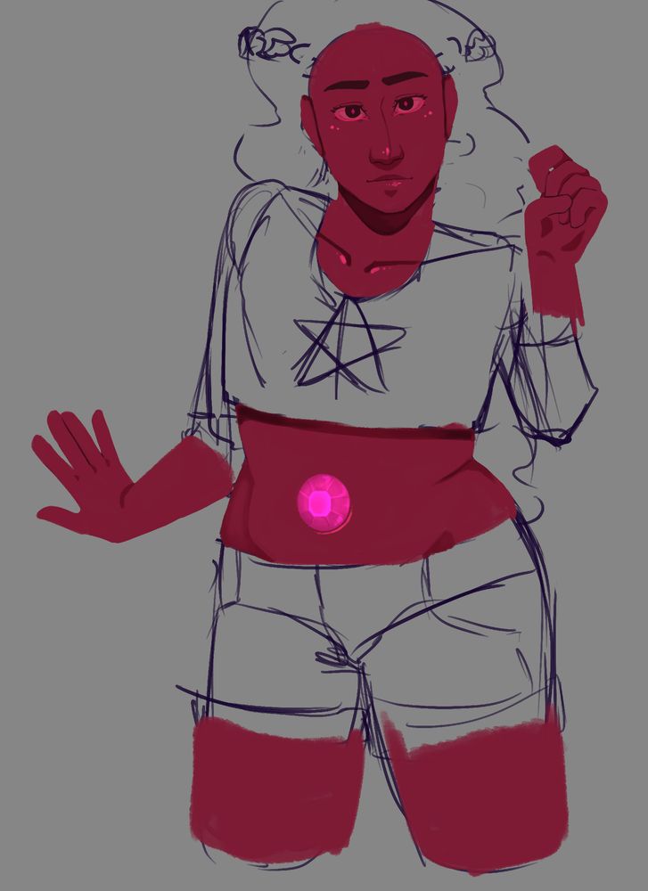 a work in progress digital painting in a cute lineless stile of stevonnie from steven universe