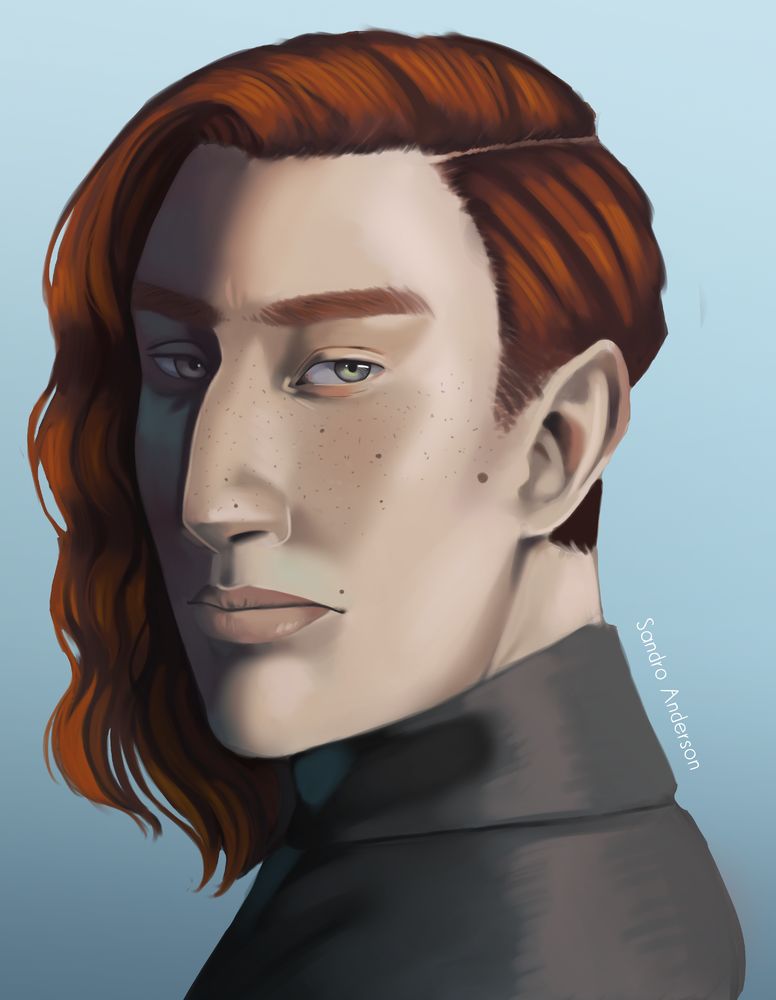 a semi realistic portrait of my oc, silver.