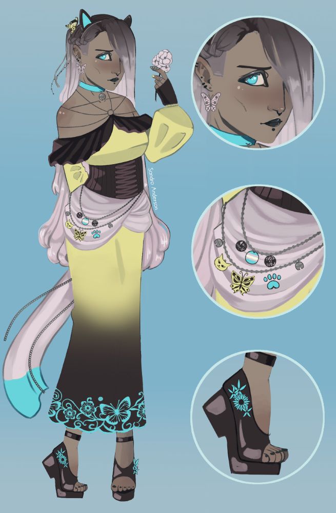 a drawing of fluttershy from my little pony mlp equestria girls redesigned in an alternative cute vtuber style outfit.
