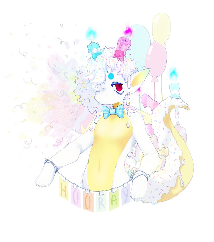https://artfight.net/character/7516171.funfetti
Link to the character 👆 
Owner: PipPipHooray
Designer: mewkyz

Absolutely sweet character 
Loved to draw them so much 
(〝⌒∇⌒〝)