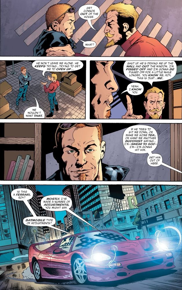 Oliver tells Roy that Connor is driving hime crazy and ask him to take Connor out for the night. Connor and Roy start the night with small talk about Roy’s car.