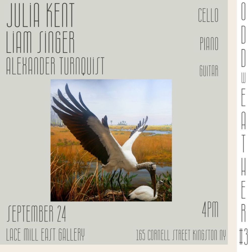 Poster for show at the Lace Mill, Kingston, with Alexander Turnquist, Liam Singer, and Julia Kent