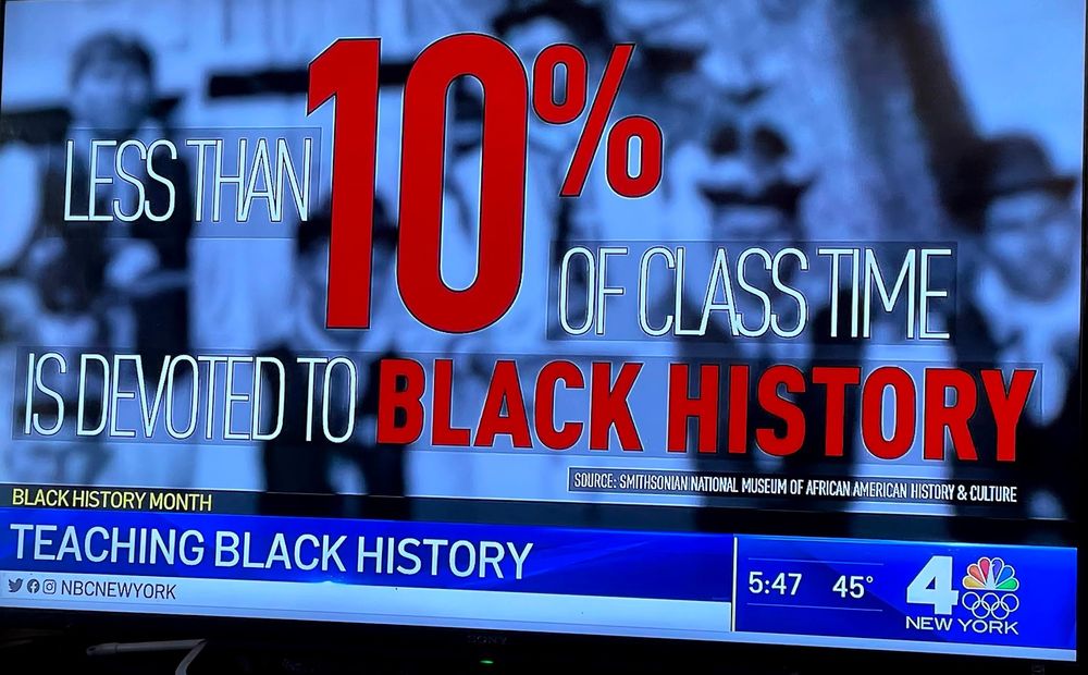 less than 10% of class time is devoted to Black History