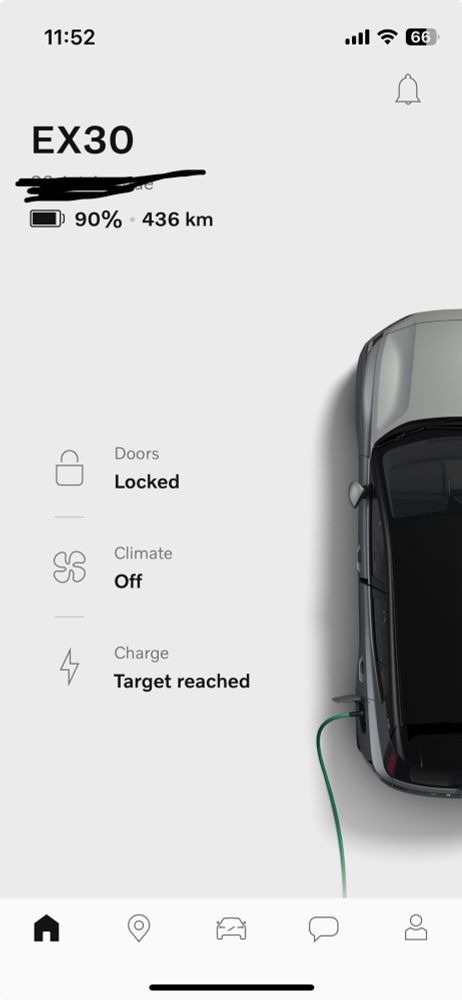EV range at 90% charge showing 436kms