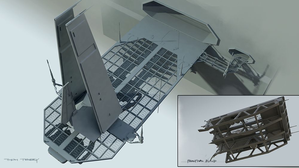 Concept art for the Star Wars film Rogue One. Mountain platform scene.