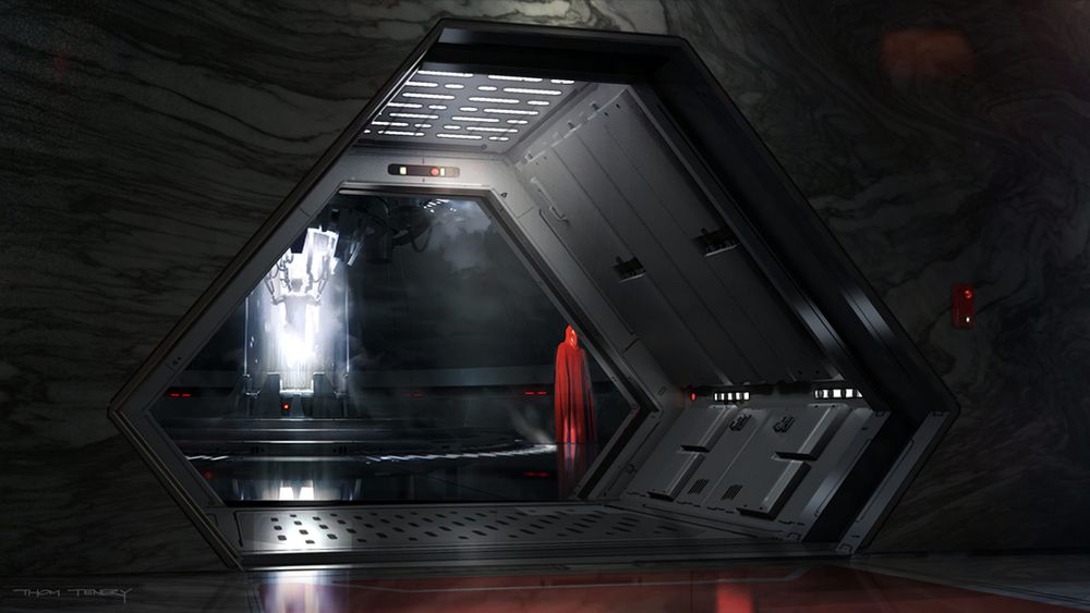 Vader’s Chamber (Bacta Tank variant) and Chamber Door concept art for Rogue One