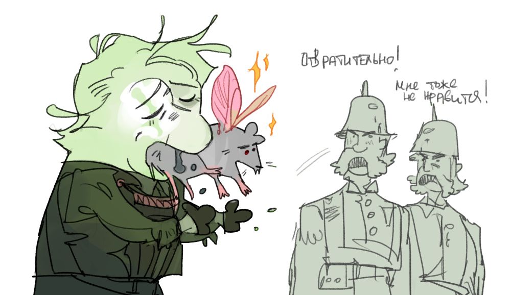 "Ester smooches her friend(he also has fairy wings)..."

-gross!
-I don't like it either!

Esther and her cursed wererat friend