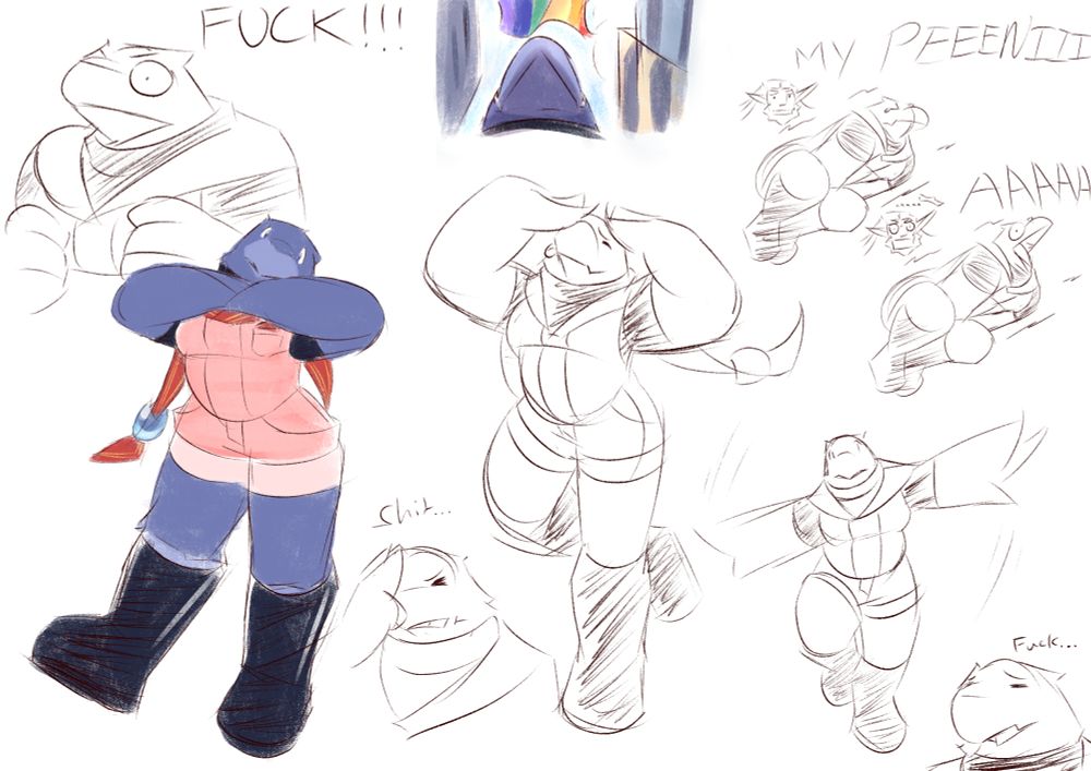 various doodles of kuma referencing a recent music video
