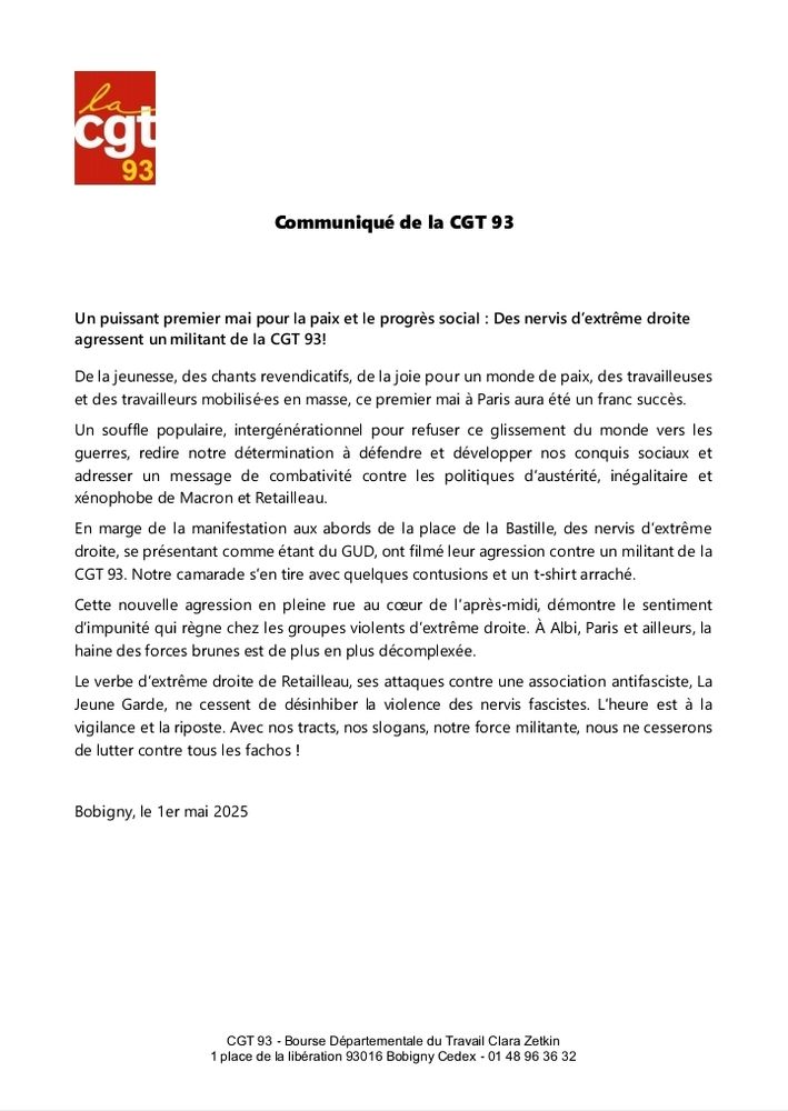 Communiqué de la CGT 93