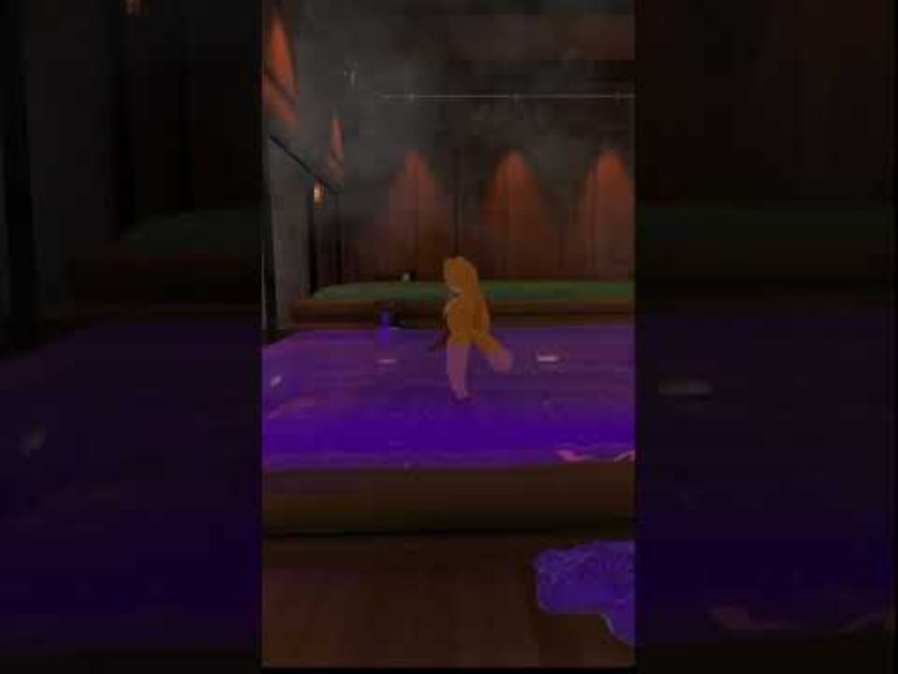 Cute Furry Foxgirl plays around in Purple Goo spa