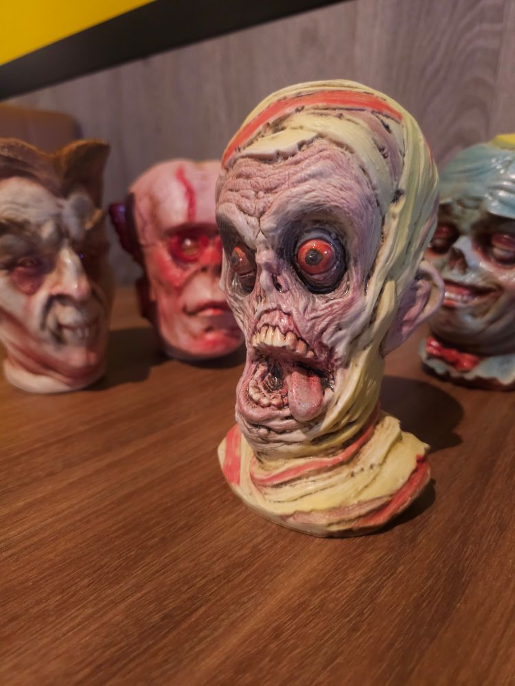Monster cerial mugs. Handmade Porcelain ceramic tiki style mugs